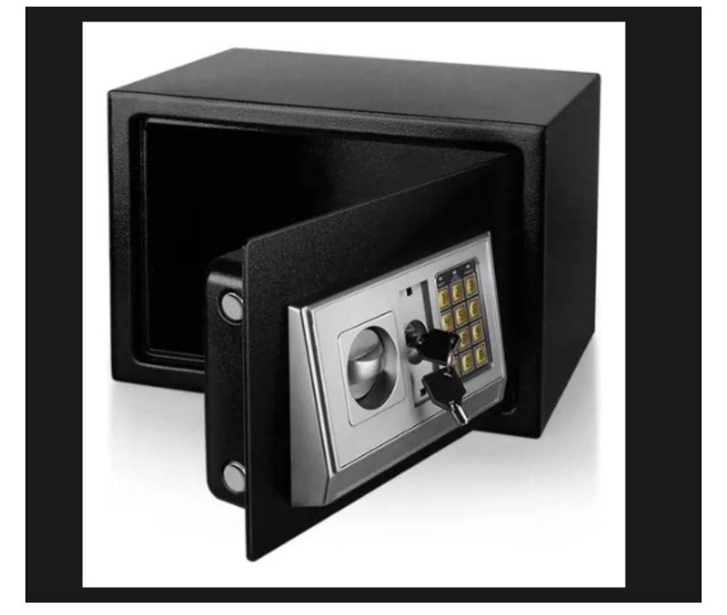 [PMCFT-17] Modelo T-17 Caja Fuerte Digital Color Negro (23X17X17CM), Teclado LED, Incluye Llaves de Emergencia, Metálica, Color Negro